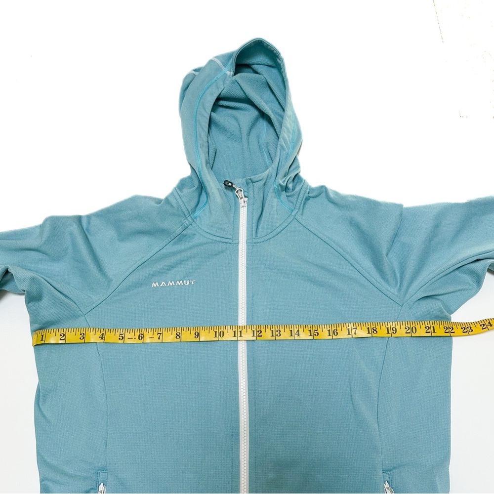 Mammut Women’s Calispell Fleece Hooded Jacket Light Pacific Melange Aqua UPF 50+ - Picture 12 of 14